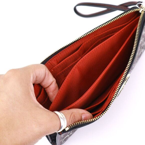 NEW Coach Signature L-Zip Wallet in Saddle Black - Picture 8 of 9